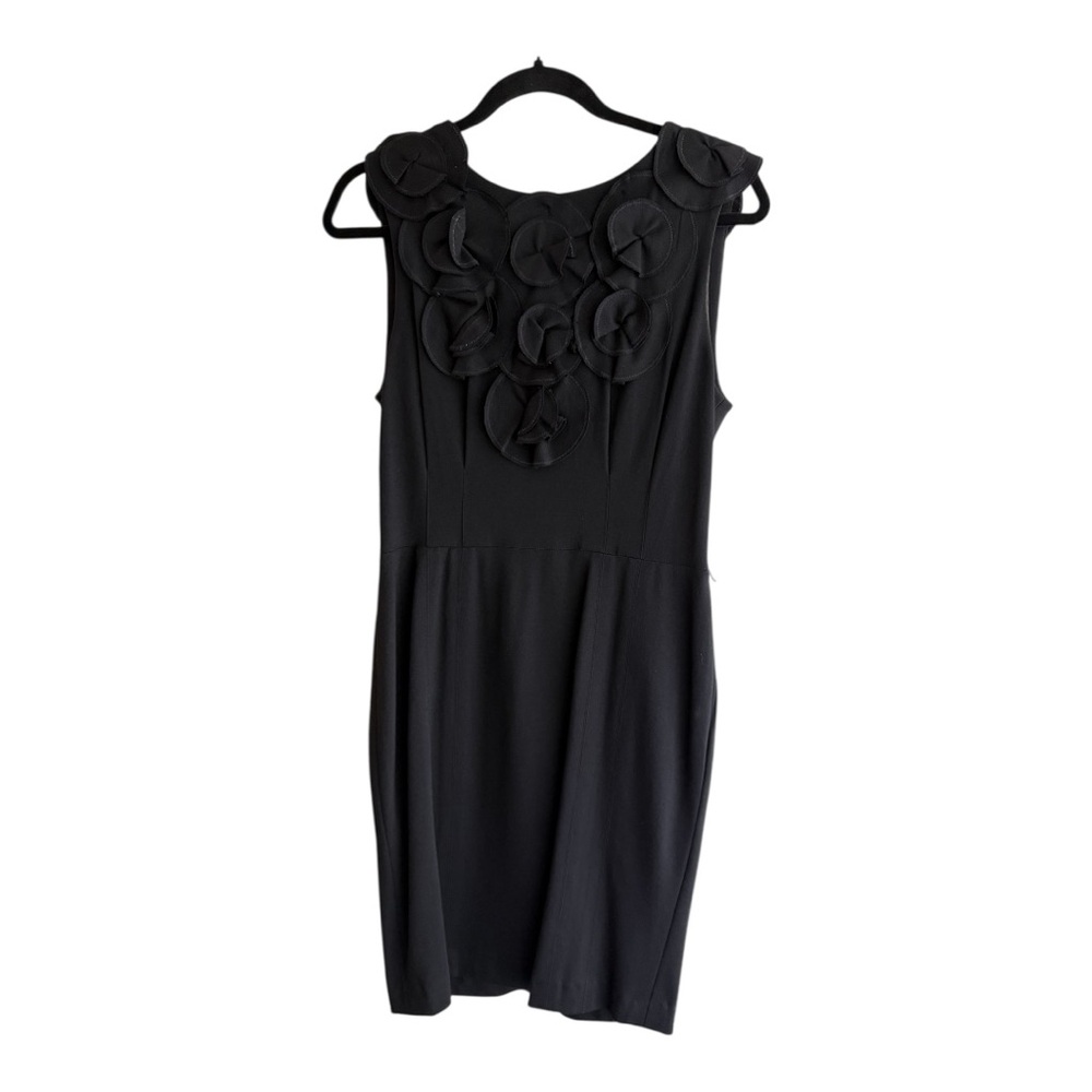 Badgley Mischka little Black  Dress with rosettes